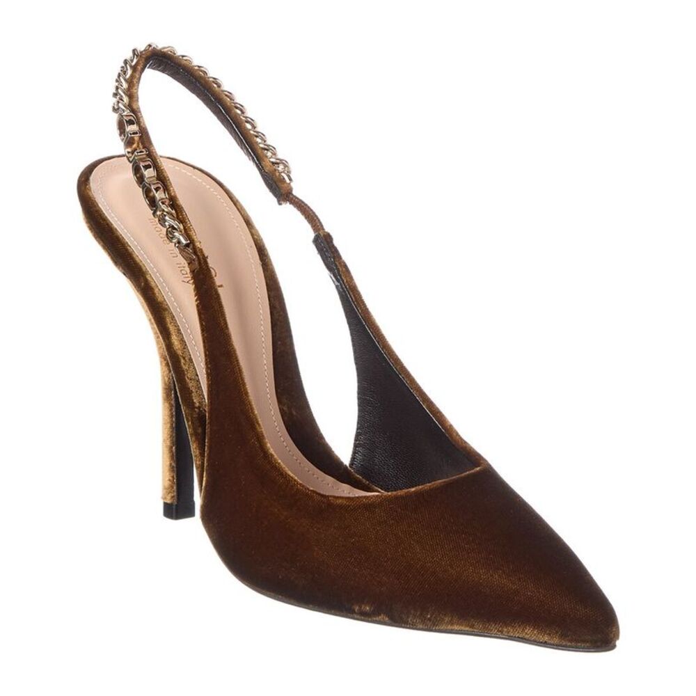 Gucci Signoria 100 Velvet Slingback Pump, Brown